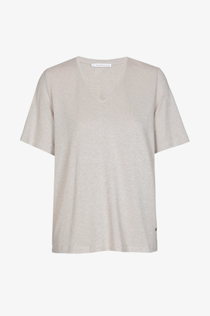 Glanzende V-hals T-shirt