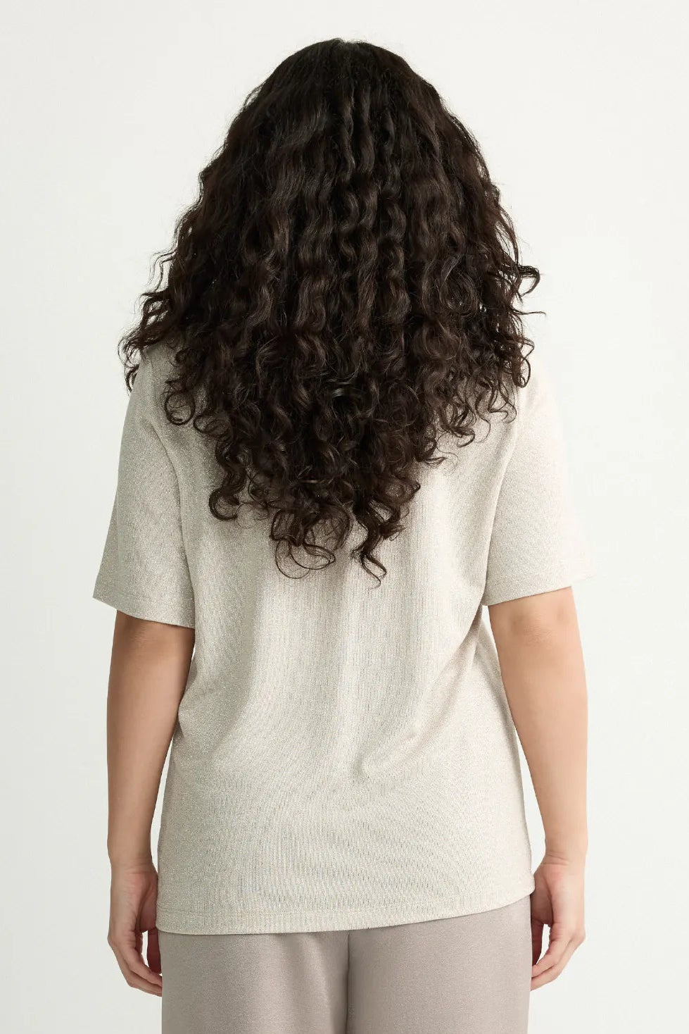 Glanzende V-hals T-shirt