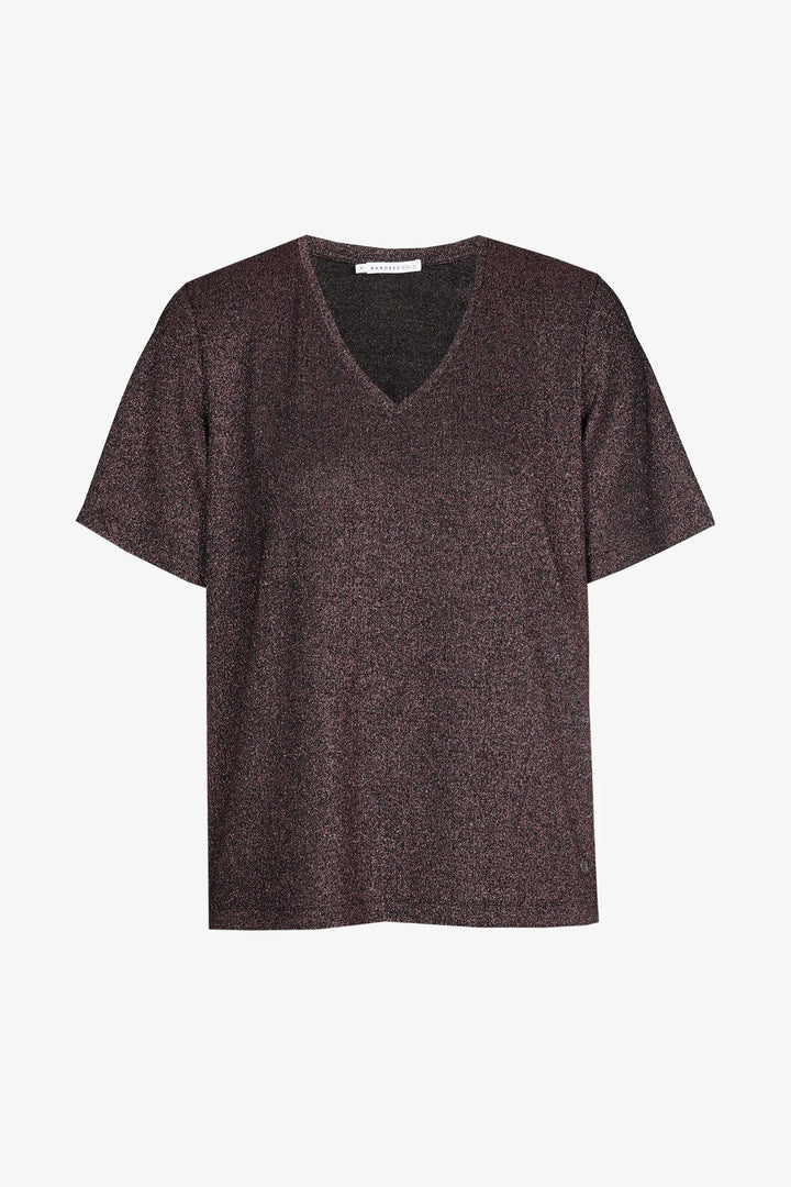 Glanzende V-hals T-shirt