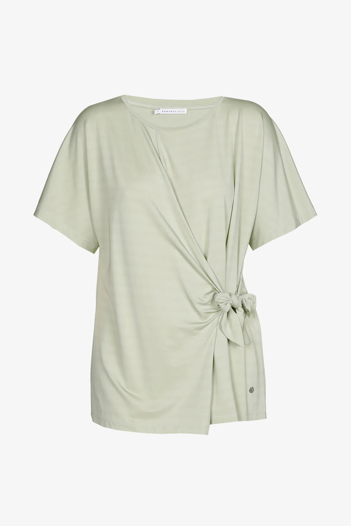 Groene Piqué T-shirt Met Strikdetail