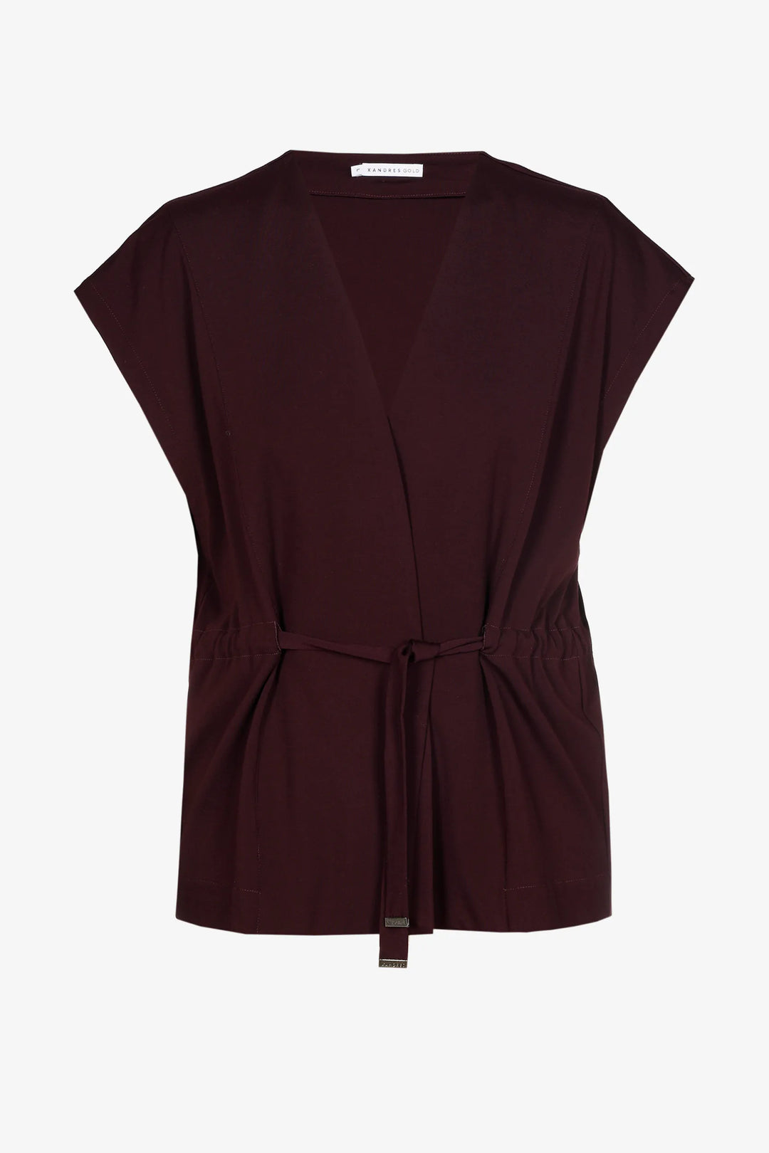 Mouwloze cardigan met strik