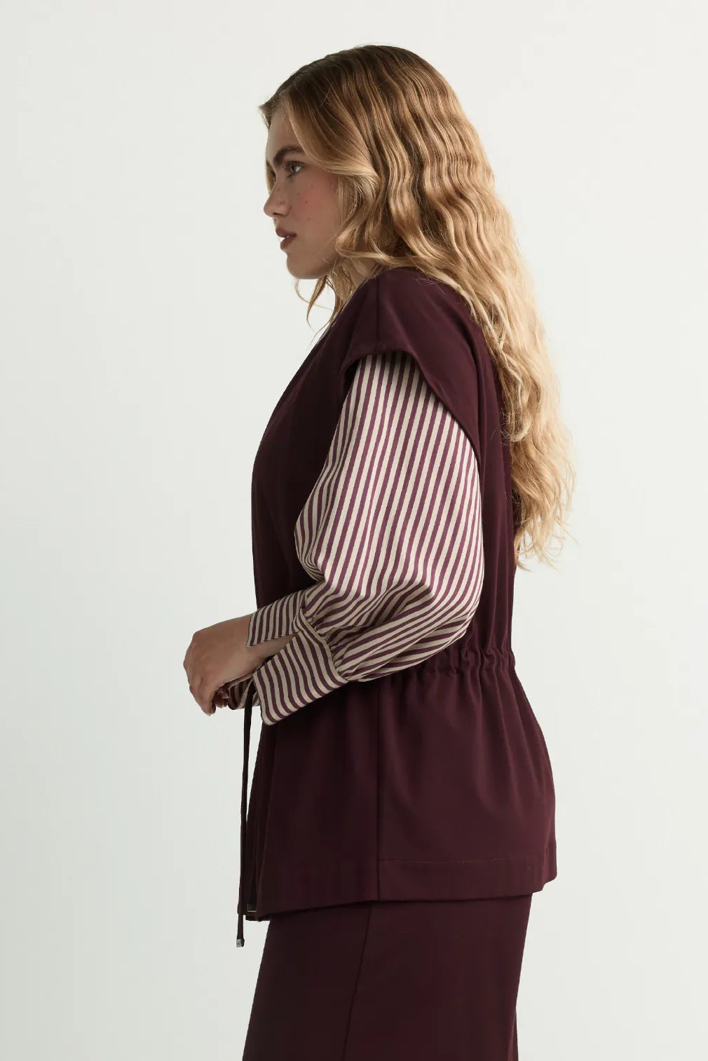 Mouwloze cardigan met strik