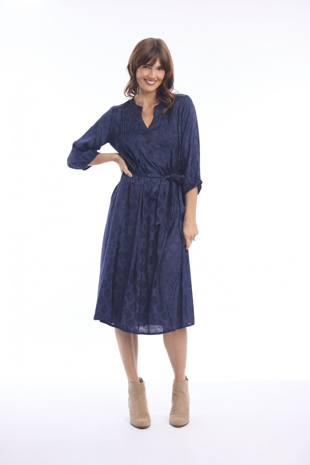 Donkerblauwe Elegante Midi Jurk