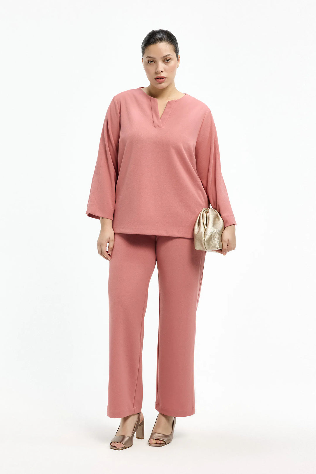 Roze Blouse met V-hals