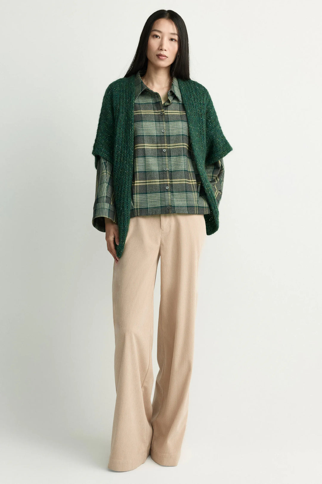 Groene Mohair Cardigan met Alpaca