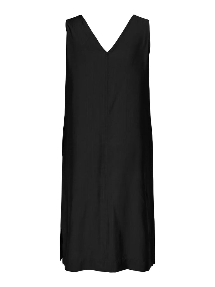 Zwarte Midi Jurk V-Hals