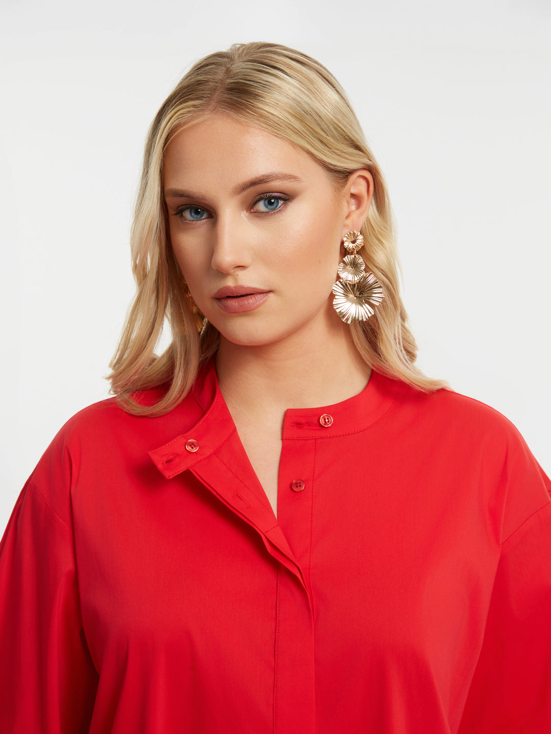 Rode Blouse Met Hoge Split