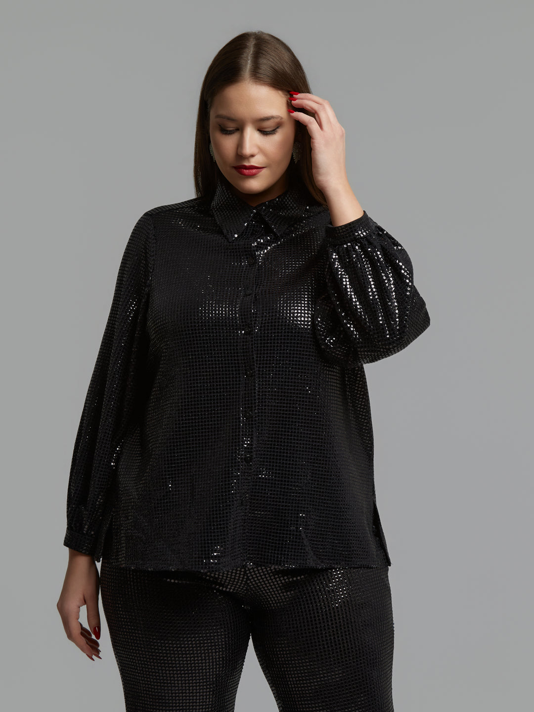 Zwarte Glitter Blouse