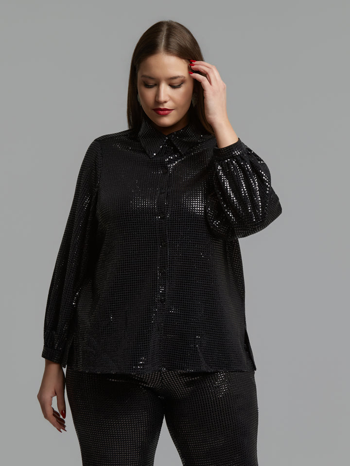 Zwarte Glitter Blouse