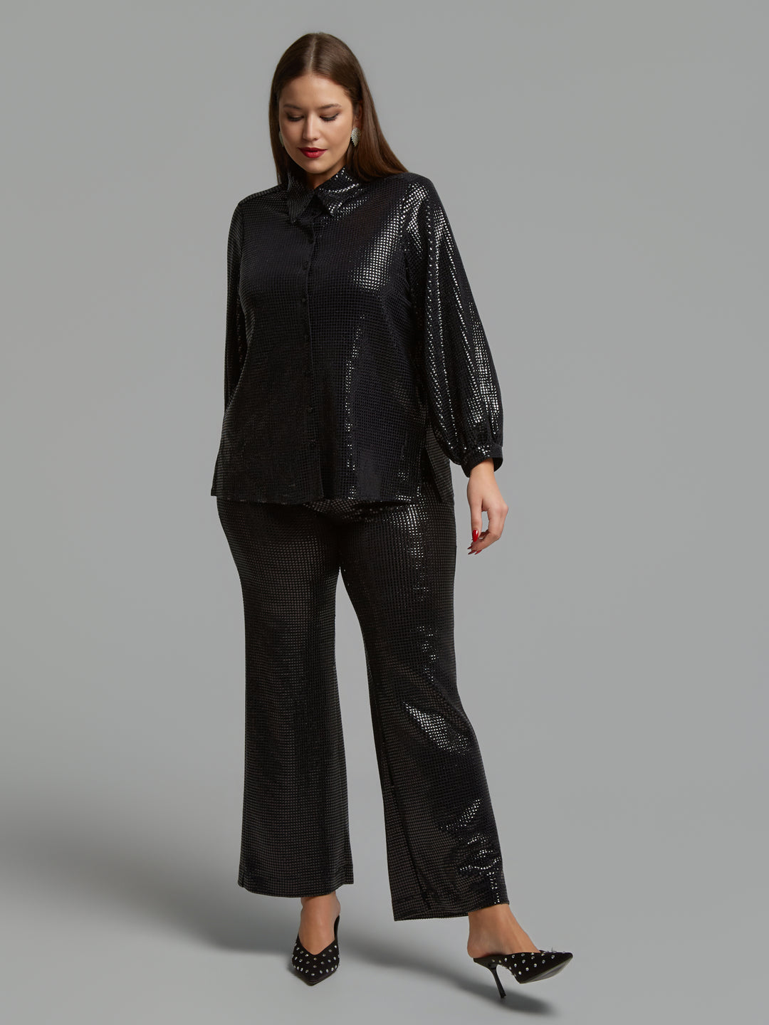 Zwarte Glitter Blouse