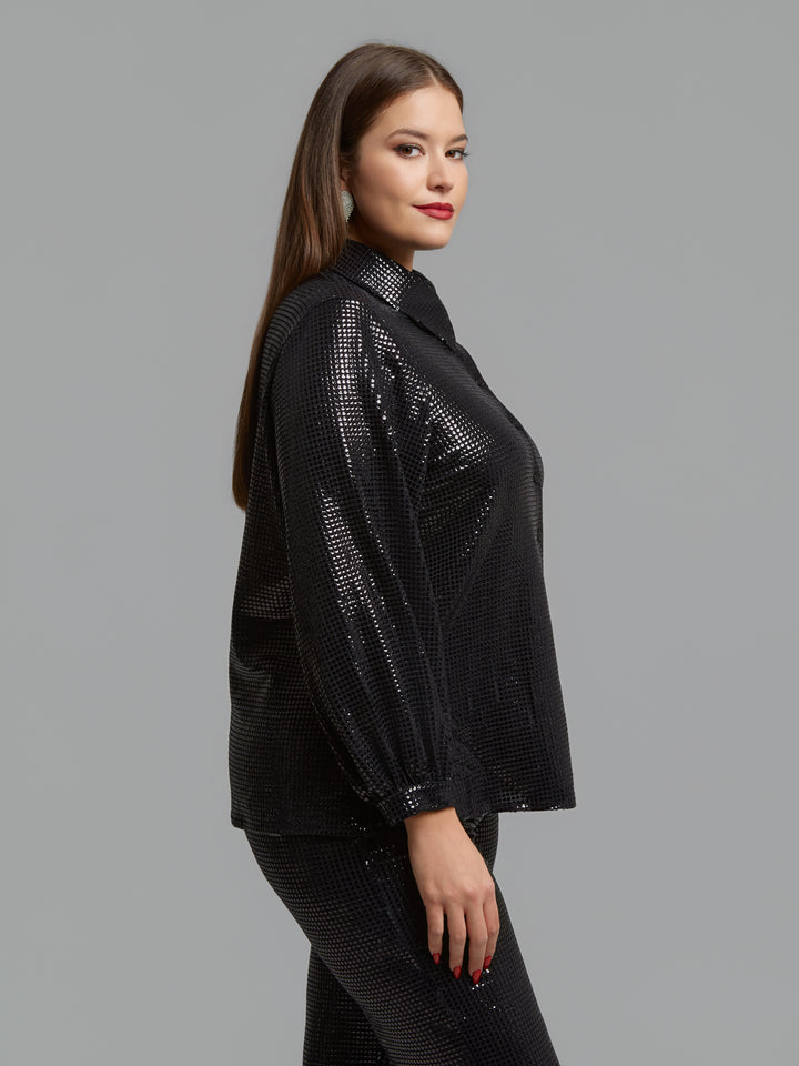Zwarte Glitter Blouse