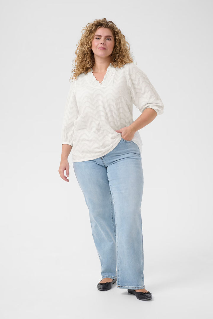 Luchtige Blouse Met Zigzagpatroon En Ruches