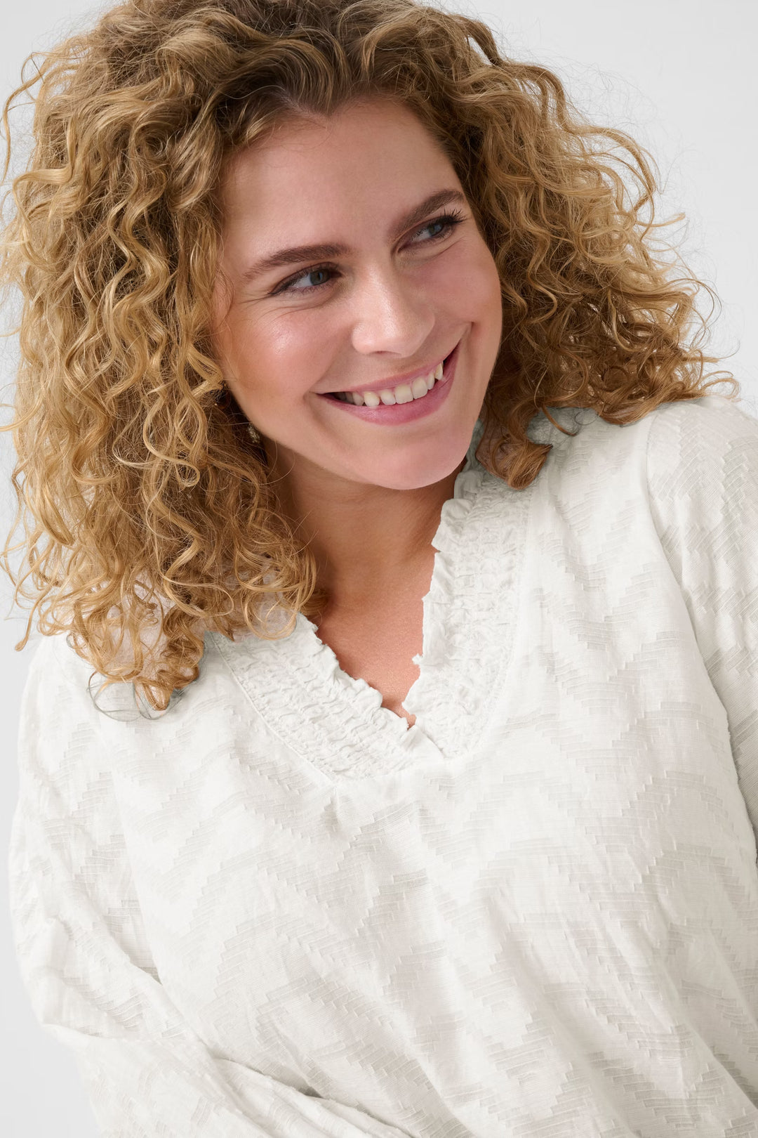 Luchtige Blouse Met Zigzagpatroon En Ruches