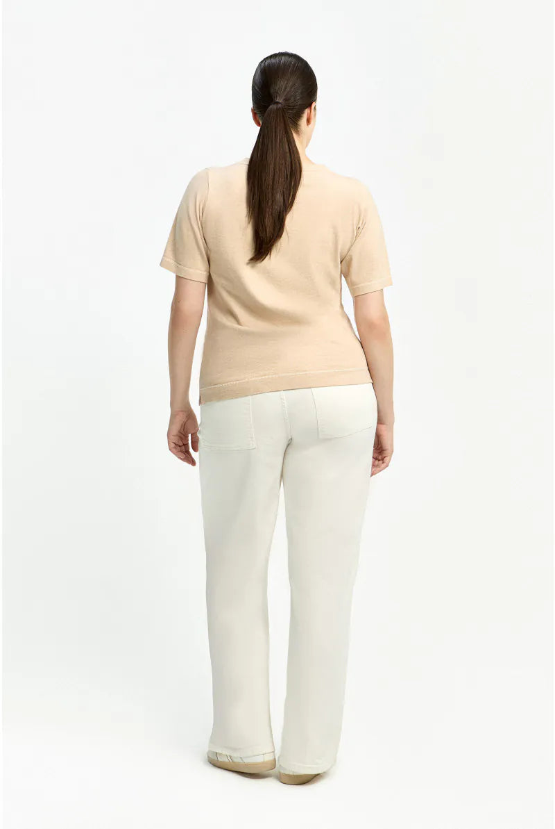 Beige Trui met Korte Mouw