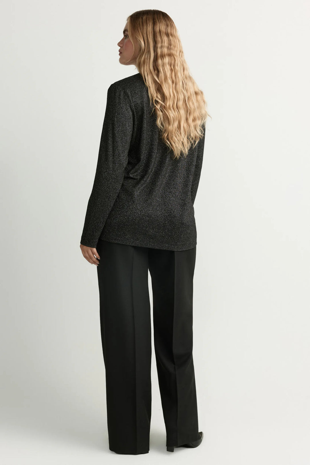 groen lurex shirt met v-hals