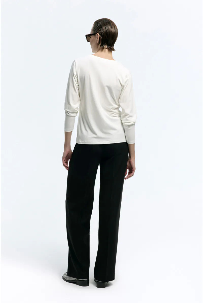 T-shirt met V-hals en Lange Mouwen