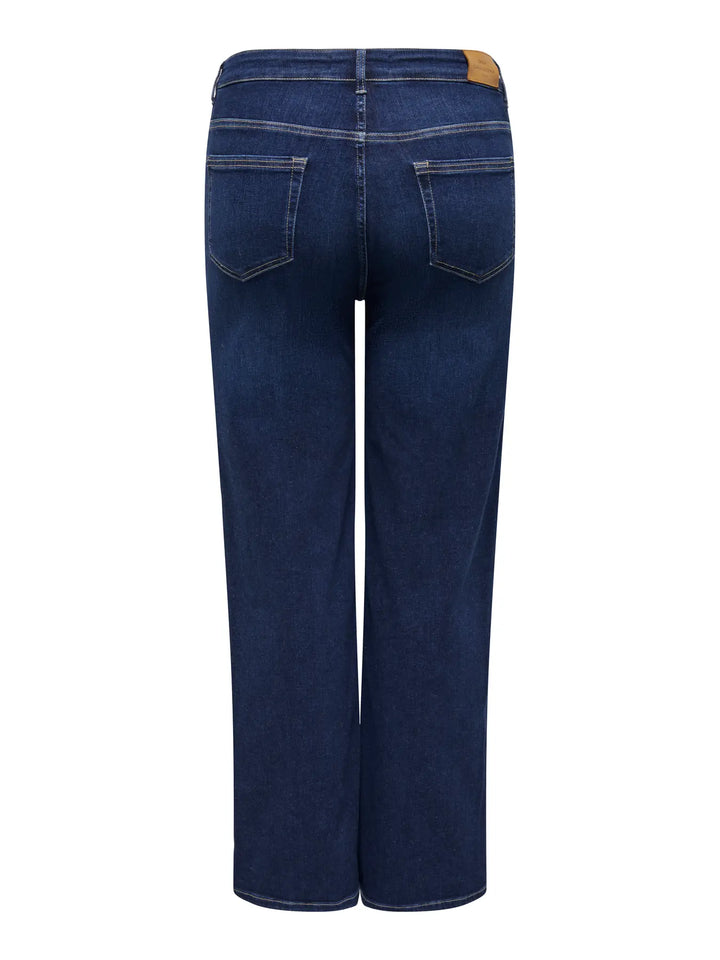 Trendy Wide-Leg Jeans In Dark Blue Denim