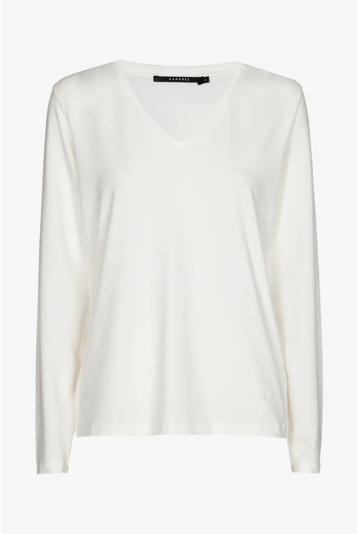 T-shirt met V-hals en Lange Mouwen