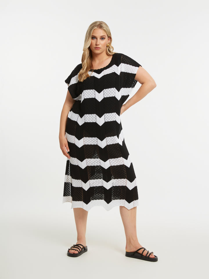 Gehaakte Zwart Witte Jurk