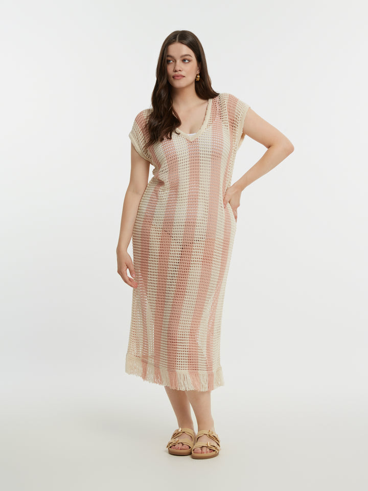 Gehaakte Maxi Jurk Met Franjes