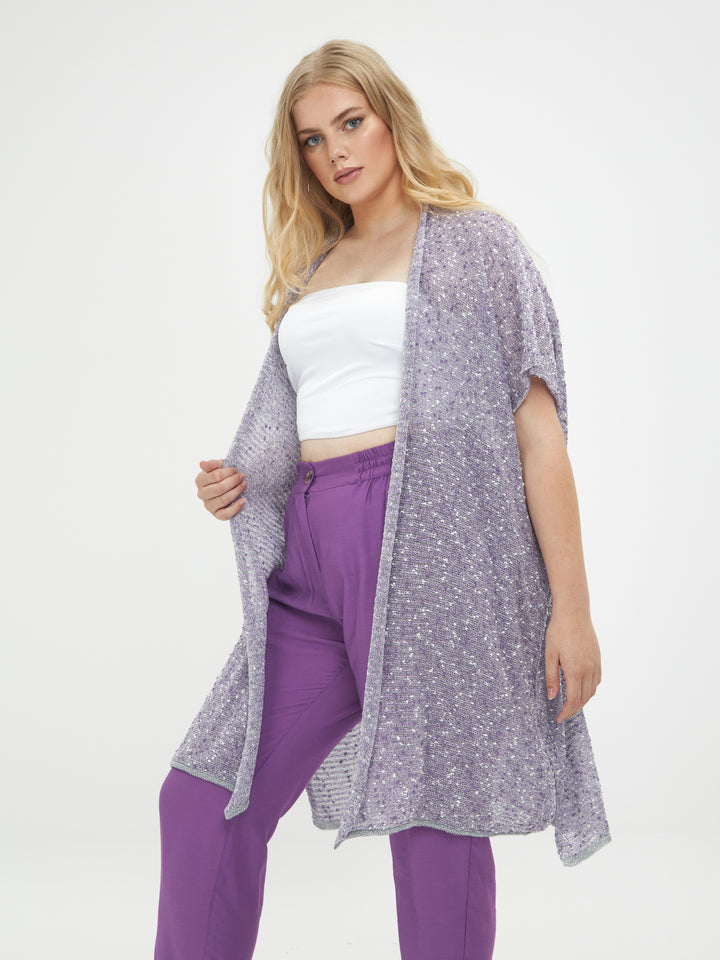 lila cardigan - mat fashion - 8101.5016-lilac - grote maten - dameskleding - kledingwinkel - herent - leuven