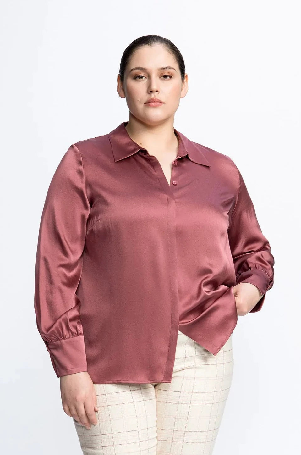 berry zijde blouse - xandres - hint-berry - grote maten - dameskleding - kledingwinkel - herent - leuven