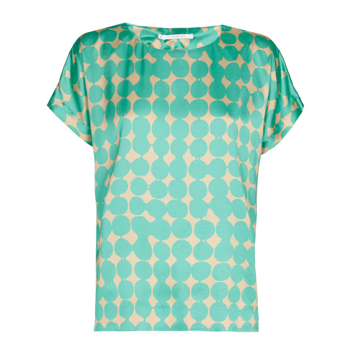 satijnen blouse met fresh mint print - xandres - - grote maten - dameskleding - kledingwinkel - herent - leuven
