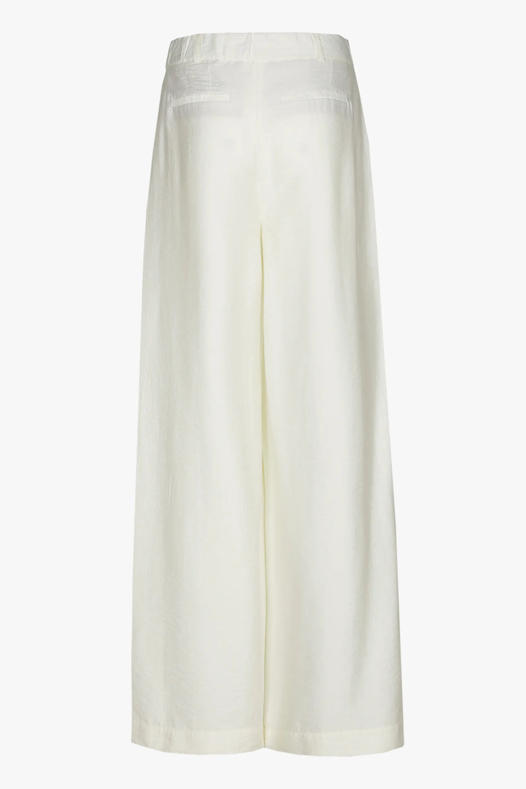 Ecru Bandplooibroek Met Wijde Pijpen