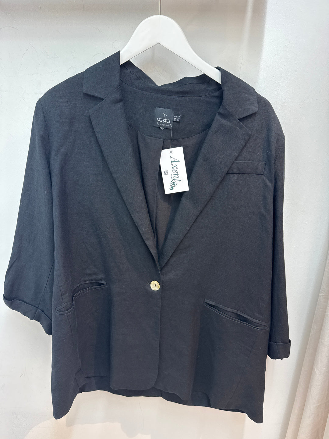 Losvallende Blazer Met Knoop In zwart