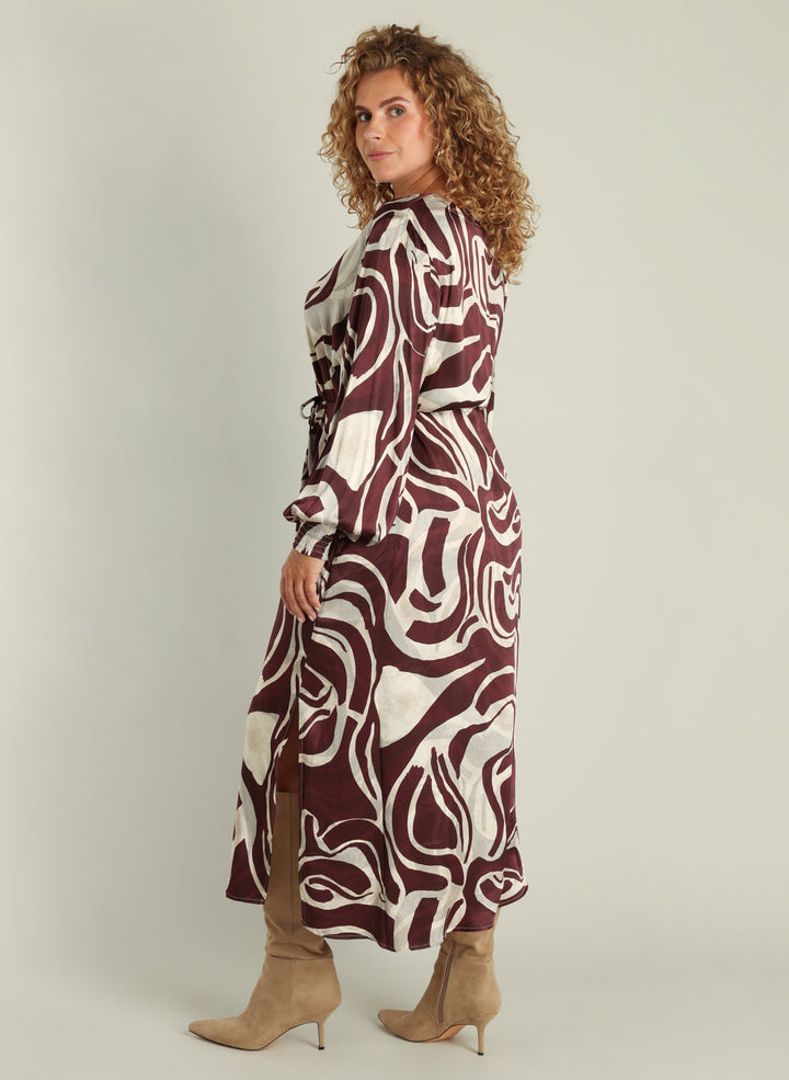 Midi Jurk In Dark Bordeaux