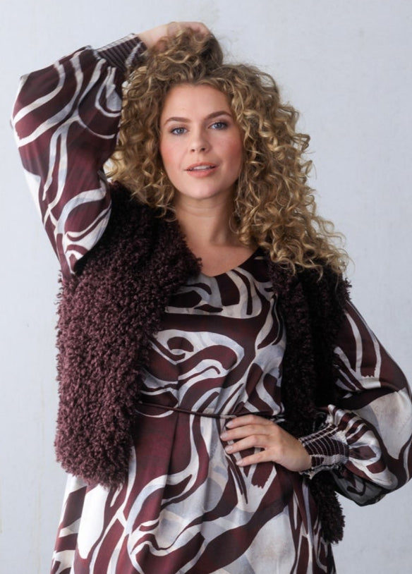 Teddy Gilet In Donkerbordeaux