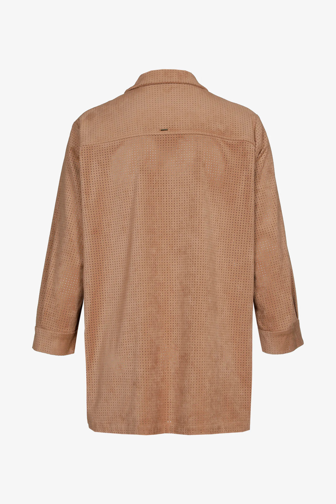 camel hemdblouse met perforatie