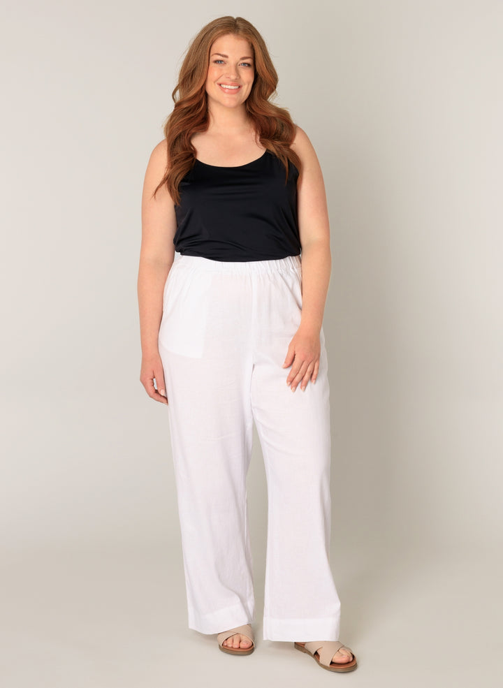 Tijdloze Witte Linnen Broek Met Hoge Taille