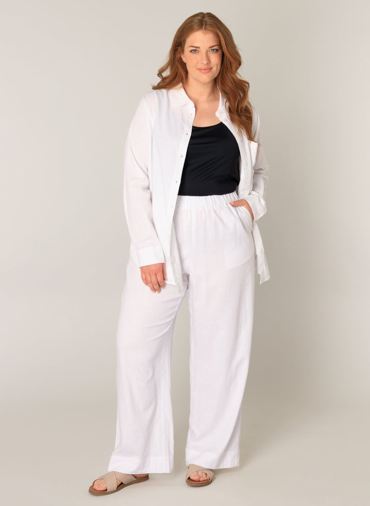 Tijdloze Witte Linnen Broek Met Hoge Taille