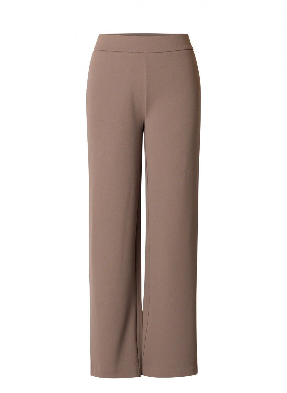 taupe wijde broek met een elastische tailleband - base level curvy - - grote maten - dameskleding - kledingwinkel - herent - leuven