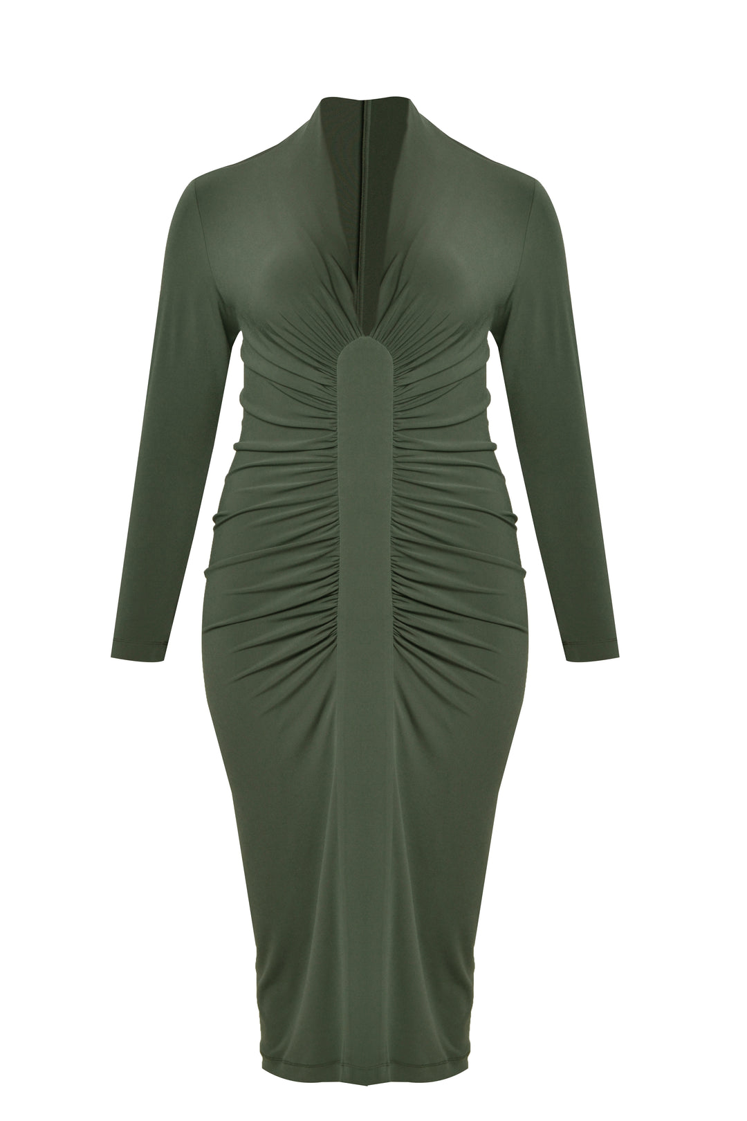 Zwarte Plussize Midi Jurk Met Flatterende Plooien