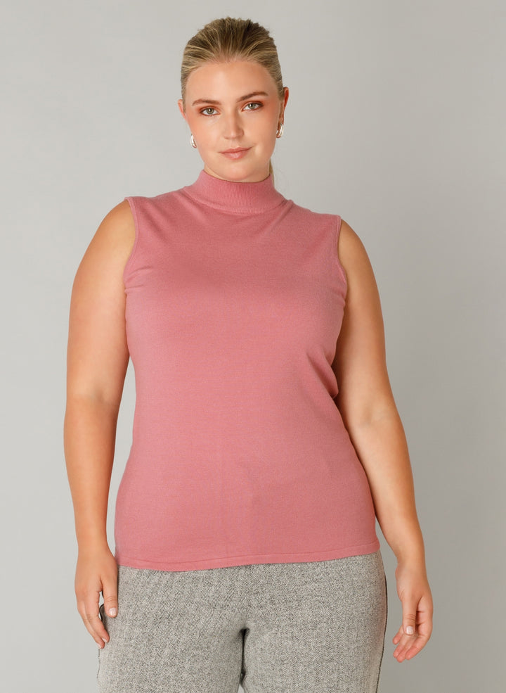 Pink Sleeveless Turtleneck 