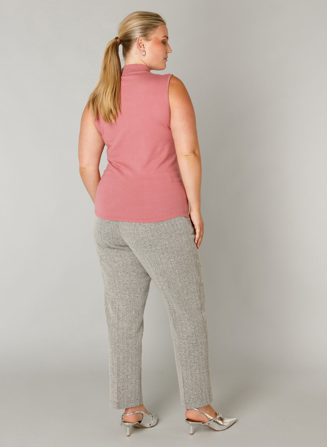 Pink Sleeveless Turtleneck 