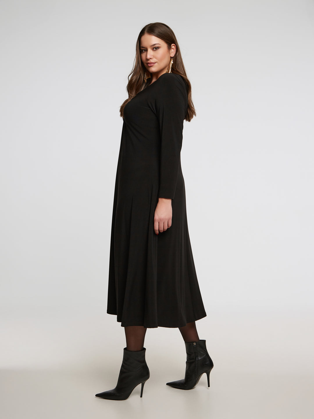 Elegante Plussize V-hals Maxi-jurk