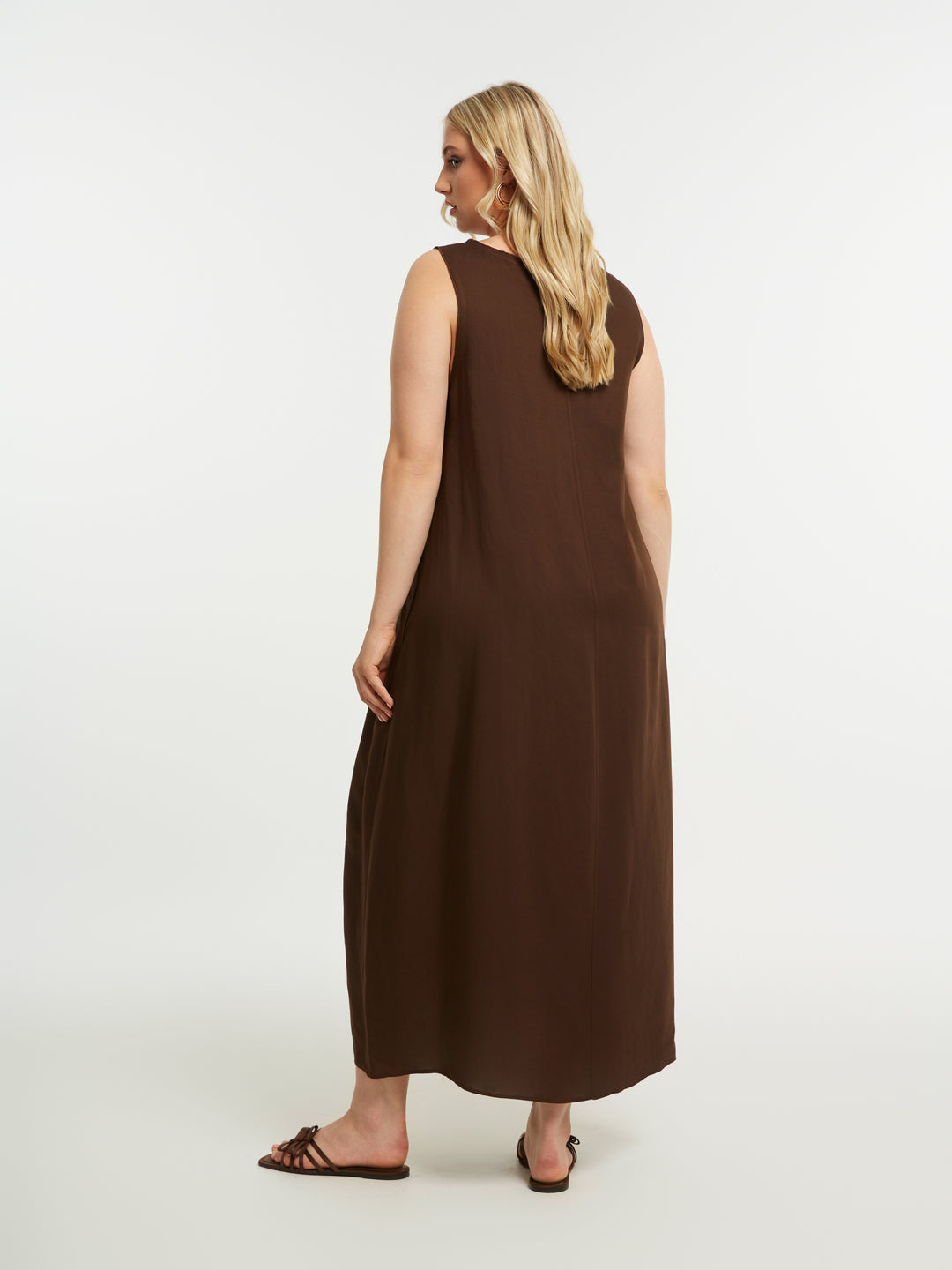 Bruine Maxi Jurk Met Zakken