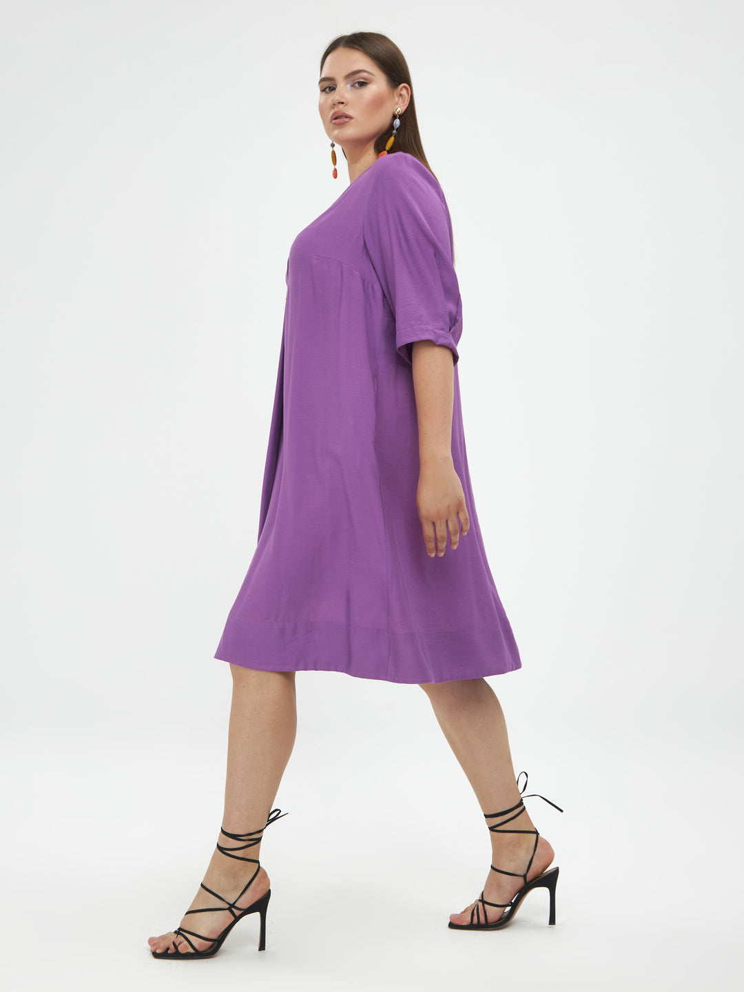 losse lila jurk - mat fashion - - grote maten - dameskleding - kledingwinkel - herent - leuven