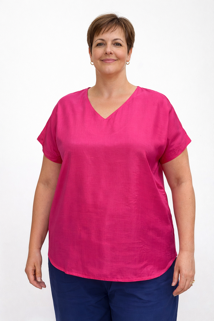 V-Hals Blouse Met Korte Mouw