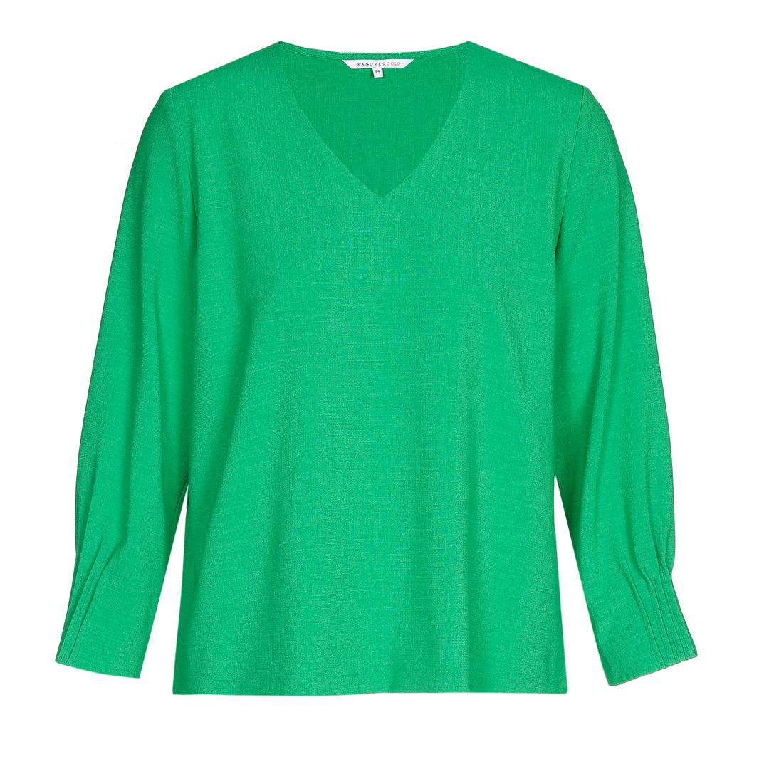 Irish green blouse van Milano crêpe - xandres - HAJSIE-groen - grote maten - dameskleding - kledingwinkel - herent - leuven