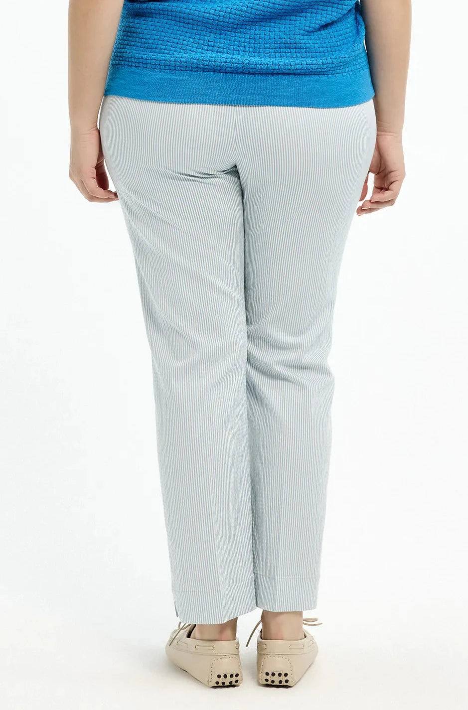 Gestreepte rechte broek blauw-wit