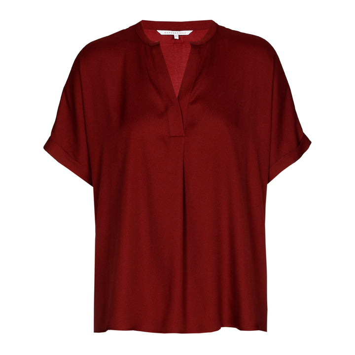 ruby wine shirt met aangesneden mouwen