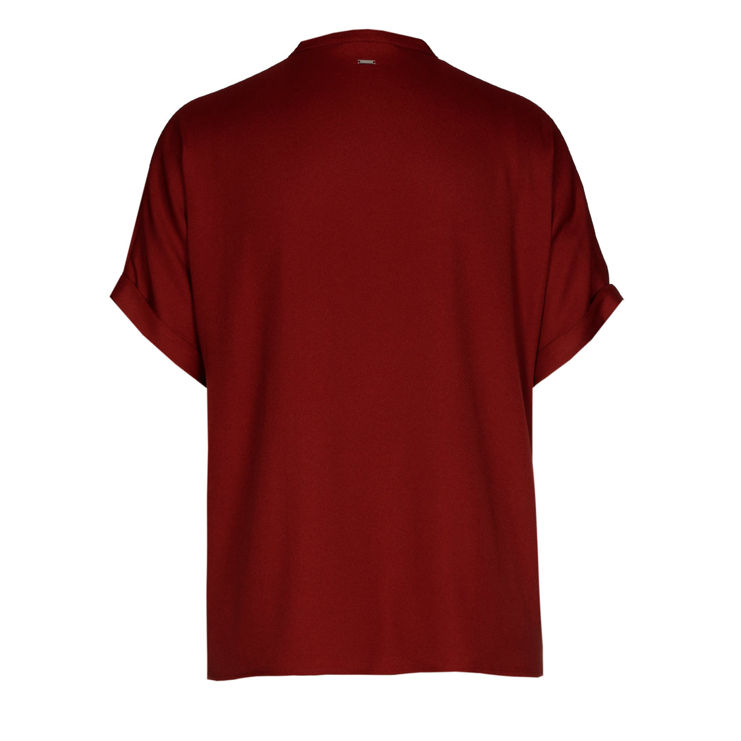 ruby wine shirt met aangesneden mouwen