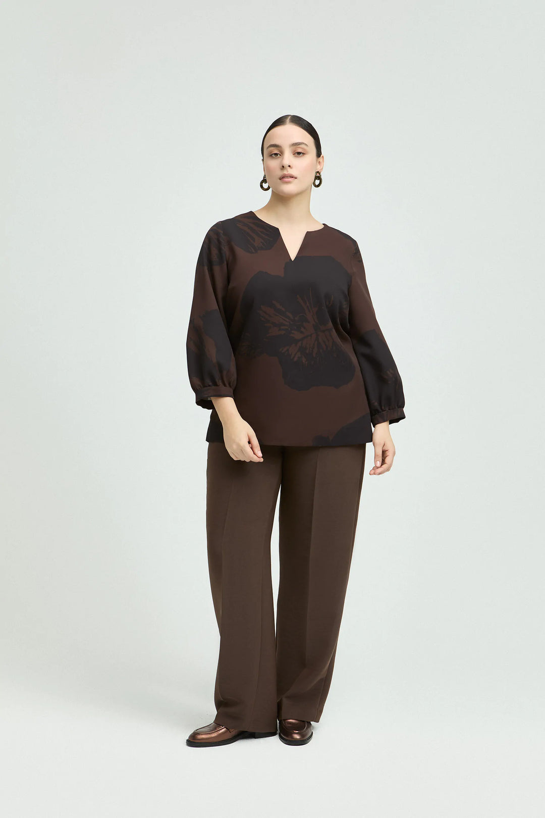 Blouse with pop-art floral motif