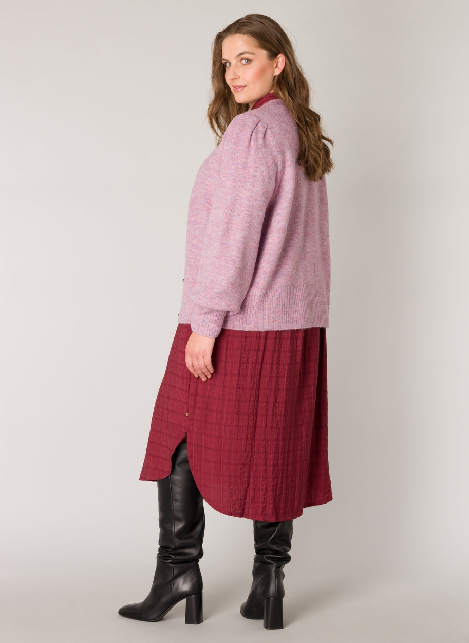 zachte roze cardigan - yesta - - grote maten - dameskleding - kledingwinkel - herent - leuven