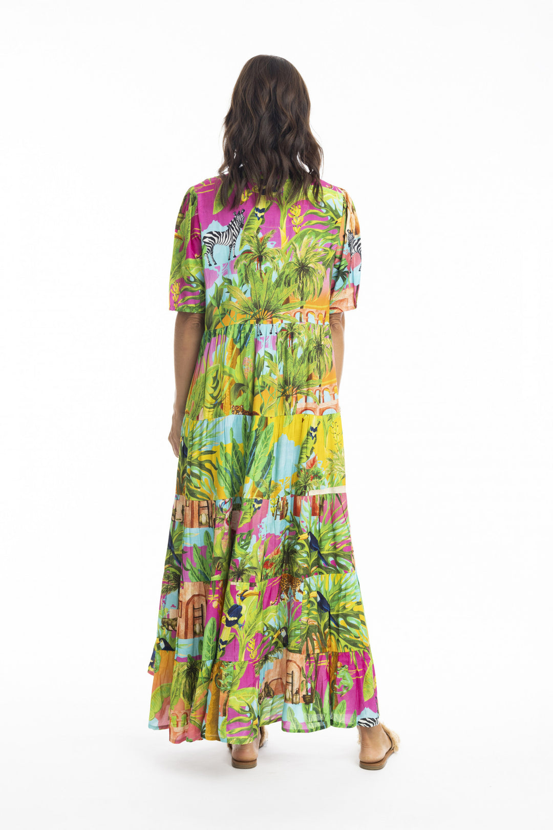 luchtige maxi-jurk met jungleprint