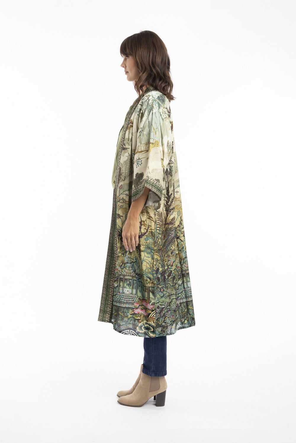 Lange Kimono Met Oosters Dessin